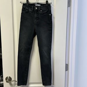 Good America Good Legs Skinny Cropped Jeans in light black wash, size 24